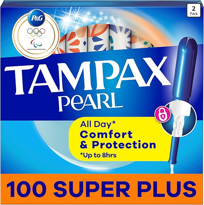 Tampax Pearl Tampons for Women, with LeakGuard Braid, Super Plus Absorbency, Unscented, 100 Count... | Amazon (US)
