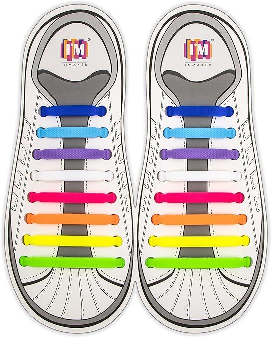INMAKER No Tie Shoe Laces for Adults and Kids, Elastic Shoelaces for Sneakers, Rubber Silicone Ti... | Amazon (US)