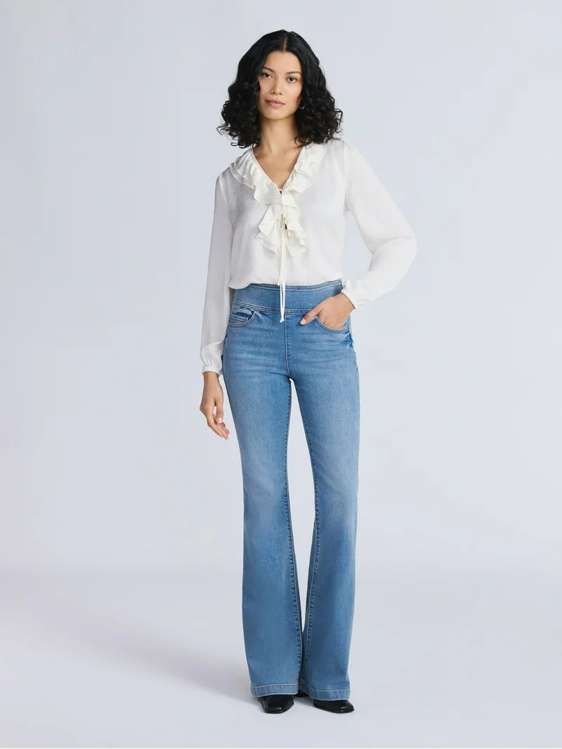 Sofia by Sofia Vergara Women's Melisa Flare High Rise Pull On Jeans, 32.5" Inseam, Sizes 0-20 | Walmart (US)