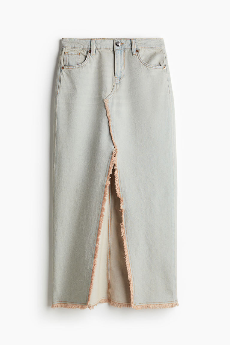 H & M - Frayed-Edge Denim Skirt - Blue | H&M (US + CA)