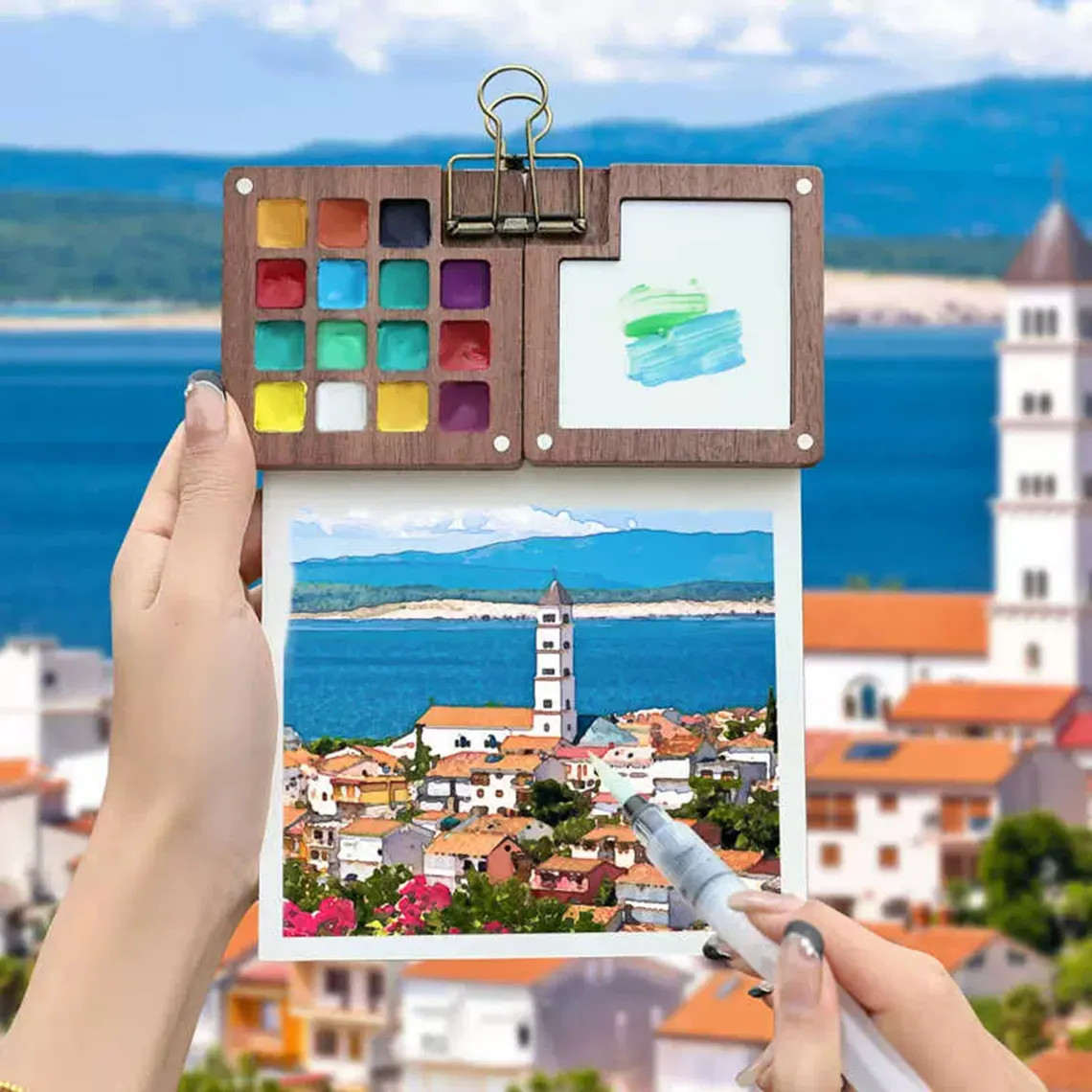 15 Color Wooden Grid Paint Box, Portable Sketchbook Palette,travel Paint Case, Gift for Painters ... | Etsy (US)