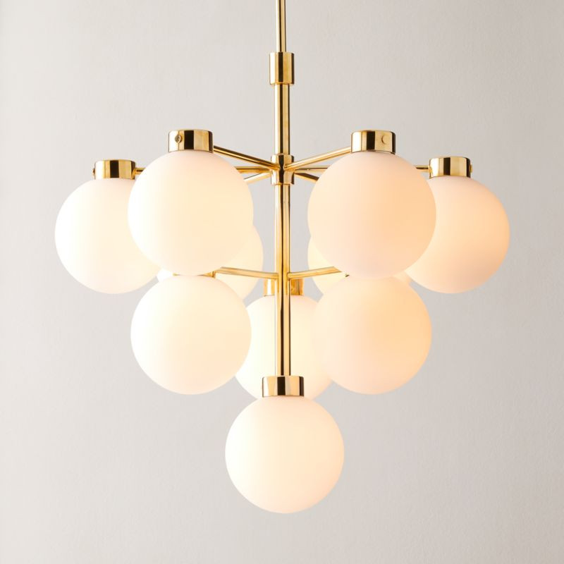 Marra Unlacquered Brass Tiered Pendant Light with Milky Glass Shade | CB2 | CB2