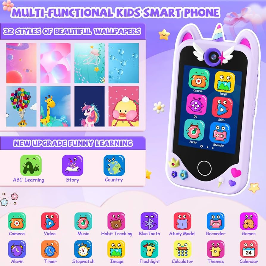Kids Smart Phone for Girls Gifts - Toddler Christmas Birthday Gift for Age 3 4 5 6 Year Old, Kids... | Amazon (US)