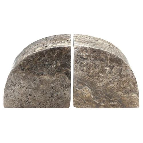 Matthias Modern Classic Grey Travertine Bookends | Kathy Kuo Home