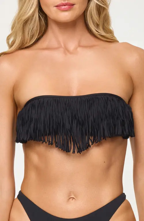 LSPACE Dixie Fringe Strapless Bikini Top in Black at Nordstrom, Size Small | Nordstrom