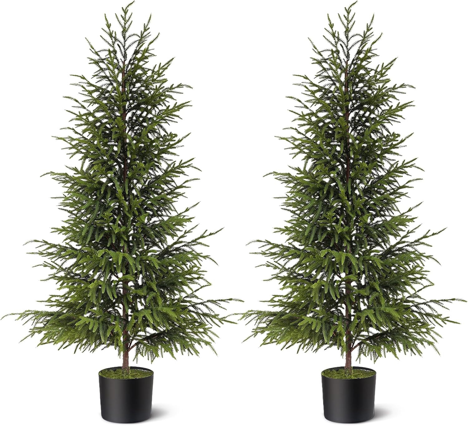 4FT 2Pcs Artificial Norfolk Pine Potted Christmas Tree for Front Door Decor | Amazon (US)