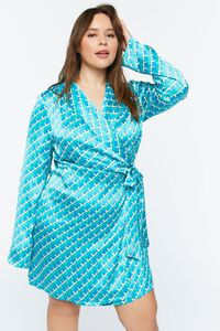 Plus Size Satin Abstract Print Wrap Dress | Forever 21 (US)