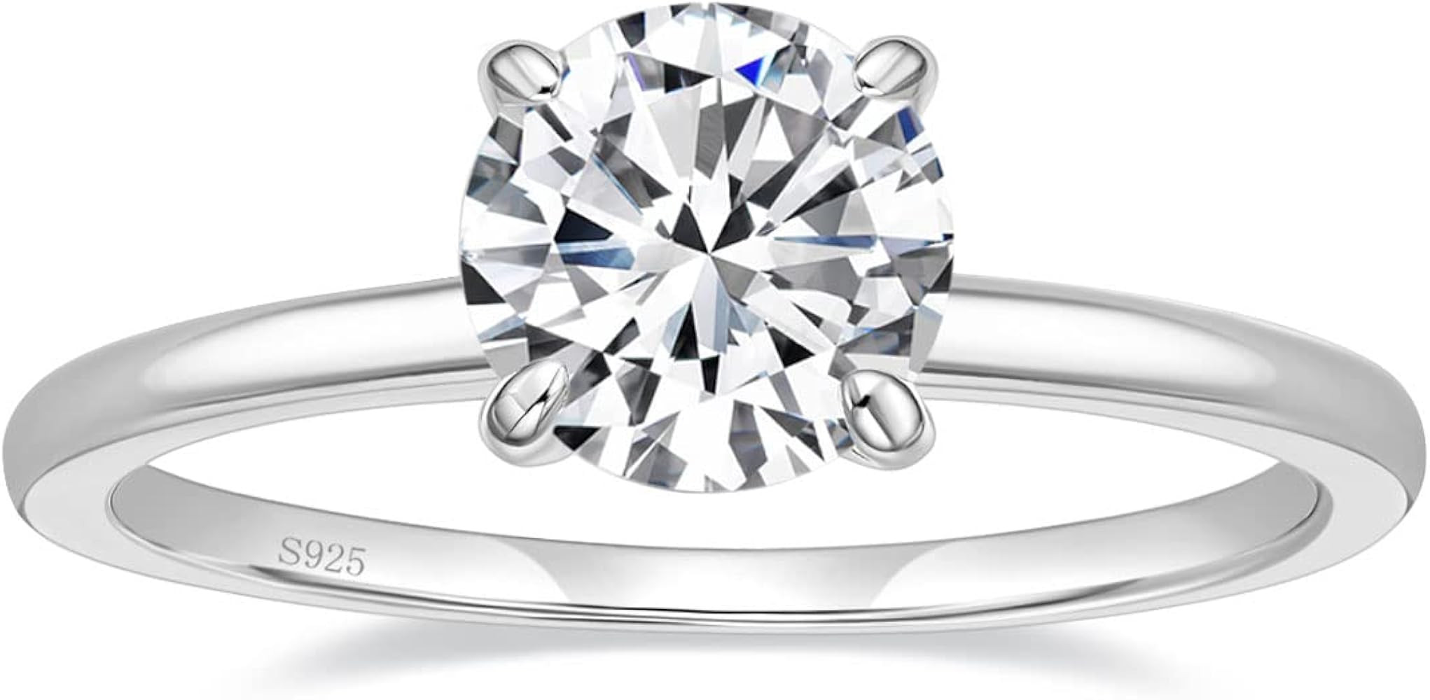 EAMTI 1.5CT 925 Sterling Silver Engagement Rings Round Cut Solitaire Cubic Zirconia CZ Wedding Pr... | Amazon (US)