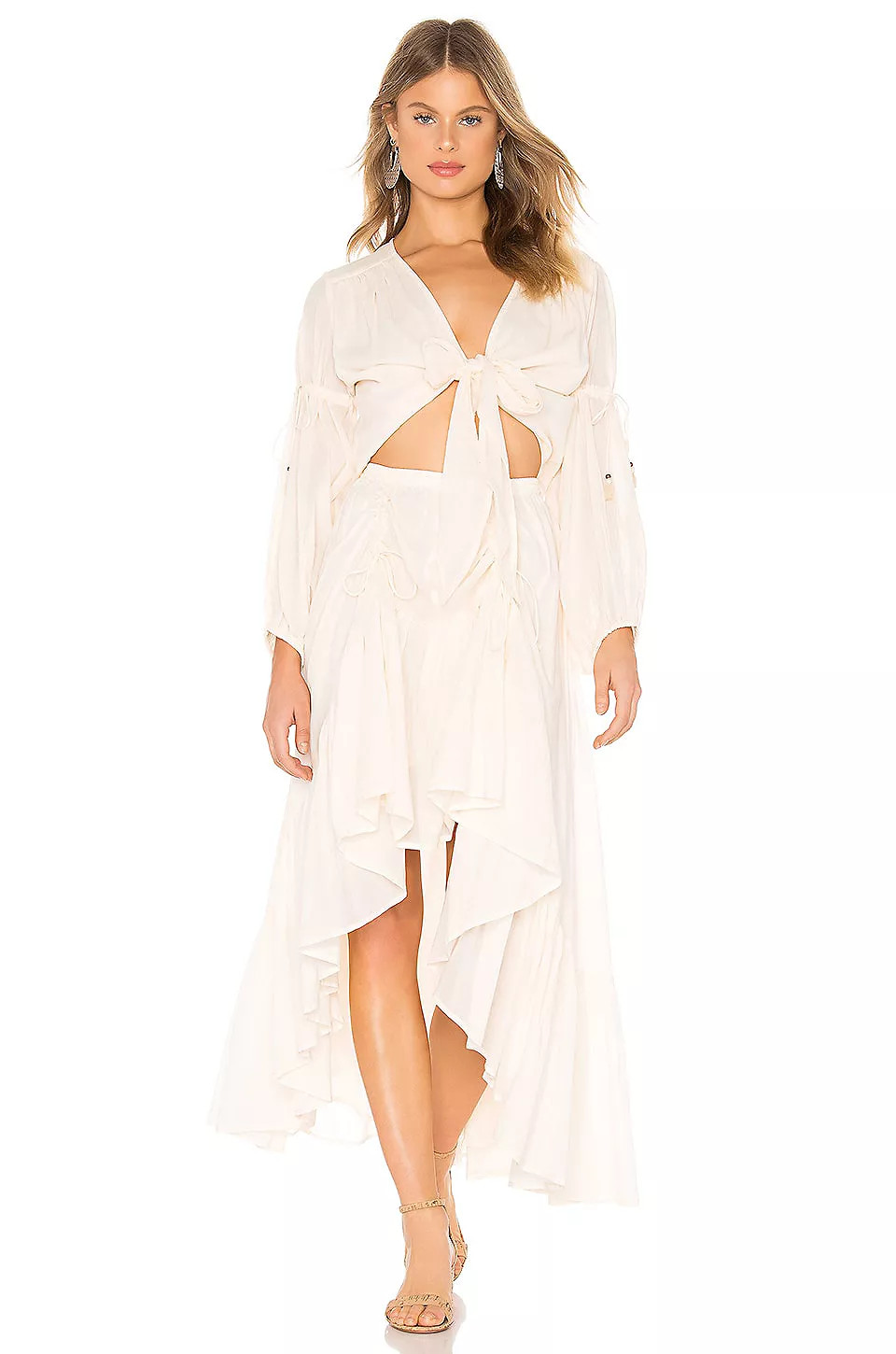 Ruched Hi Low Midi Skirt Seashell Organic Selected by Love Rocks Vintage | Free People (Global - UK&FR Excluded)