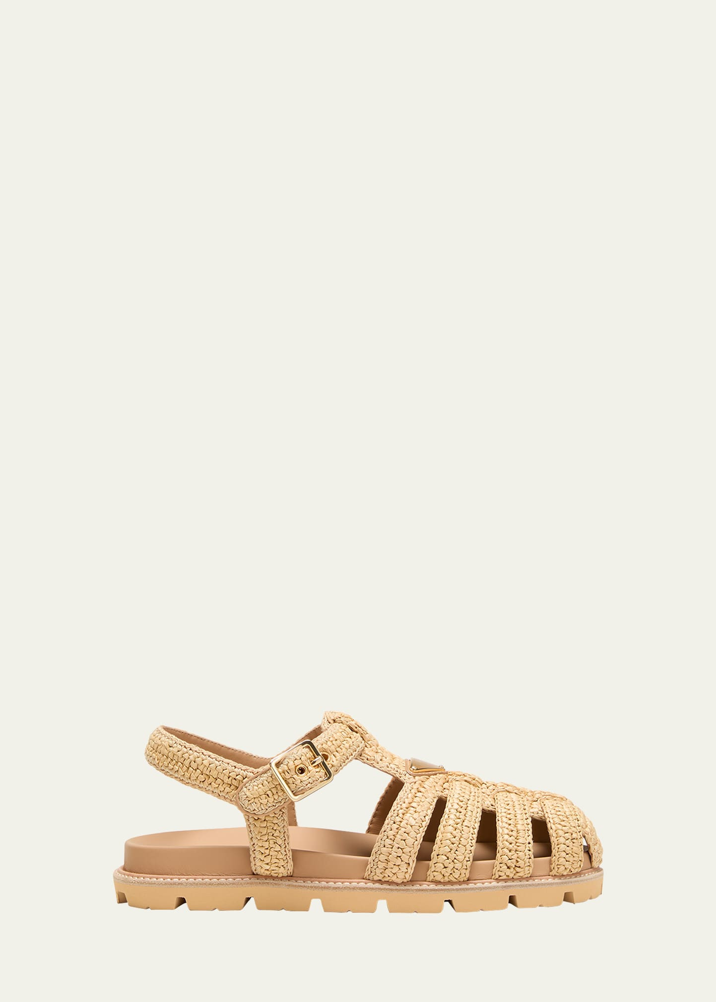 Prada Fussbett Raffia Fisherman Sandals | Bergdorf Goodman