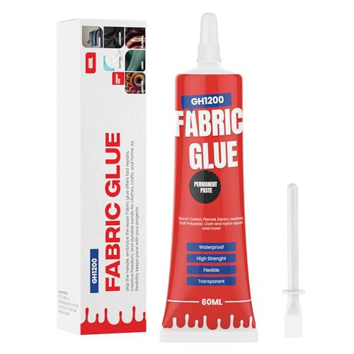 60 ML Fabric Glue Permanent Craft Liquid Stitch Fabric Glue for Patches, Denim, Cotton, Fabric, Lenin & More, Flexible & Machine | Amazon (US)