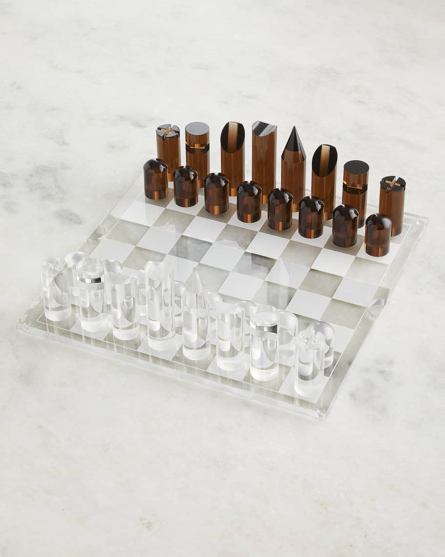 Sunnylife           Lucite Chess and Checkers Game | Horchow