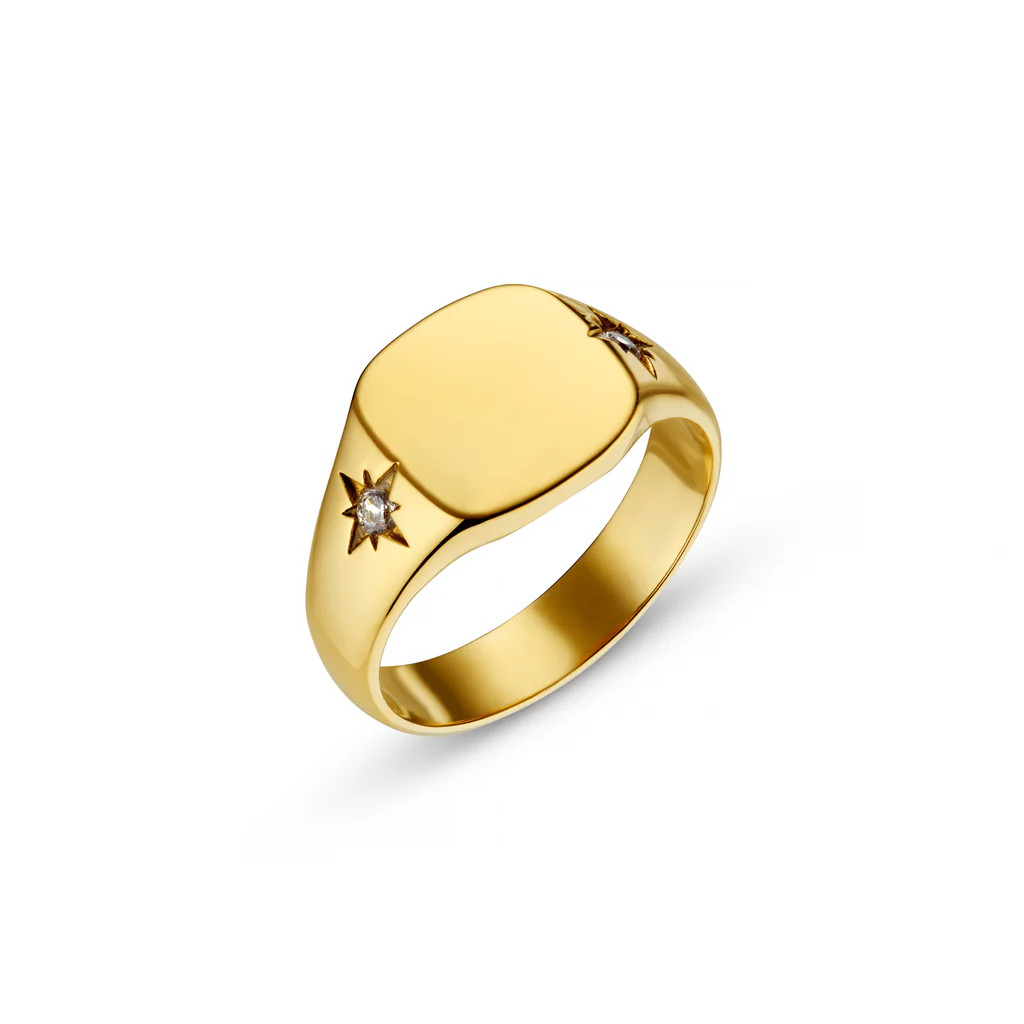LUXE Crystal Starburst Signet Ring | Orelia
