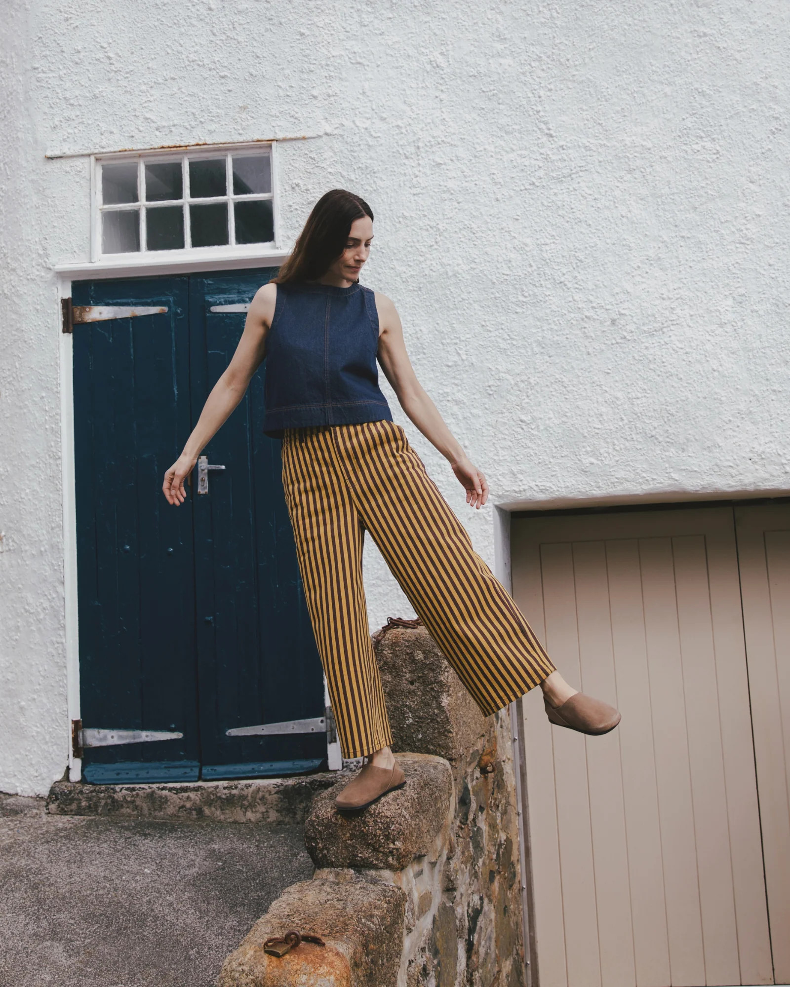 Tavi Saffron & Chocolate Stripe Denim Jeans | Beyond Nine
