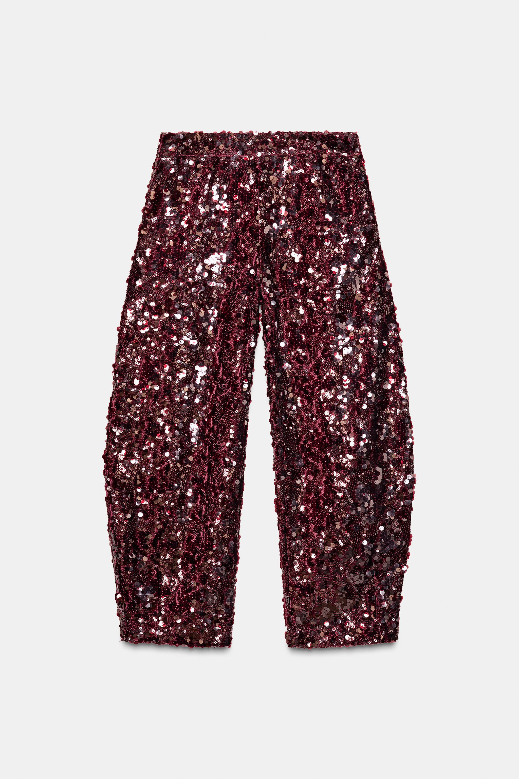 SEQUINNED BARREL TROUSERS | Zara UK