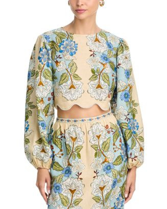 Garden Scarf Print Linen Top | Bloomingdale's (US)