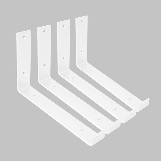 Shelf Brackets 10 Inch 4PCS Heavy Duty White Wall Bracket with Lip for Floating Shelves Rustic Ir... | Amazon (US)