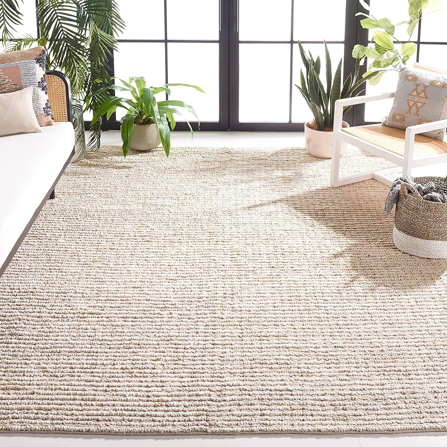 SAFAVIEH Natural Fiber Collection Area Rug - 8' x 10', Ivory, Handmade Farmhouse Jute, Ideal for ... | Amazon (US)