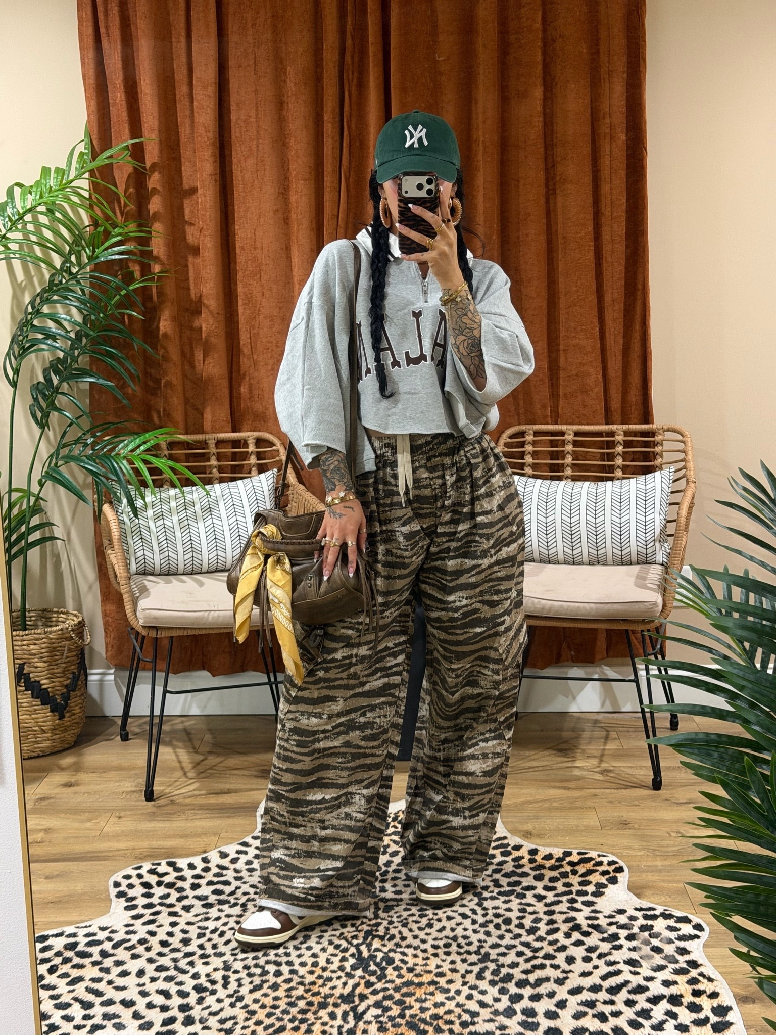 I’m wearing a small in the pants. The shirt is from “dressed in lala”