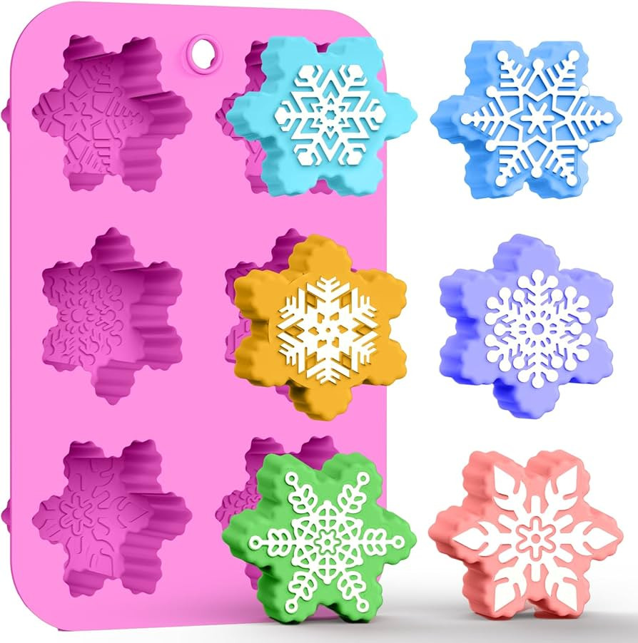 BUSOHA Christmas Silicone Soap Molds - Xmas Soap Candle Mold Set 3D Snowflake Molds for DIY Craft... | Amazon (US)