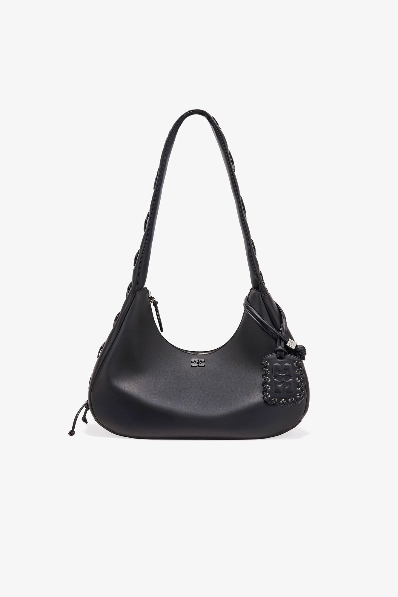 Black Medium Laces Hobo Bag | Ganni