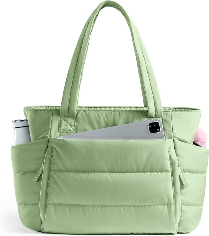 Uselike Tote Bag for Women with Zipper, Quilted Puffer Tote Bag with Compartments, Lightweight Pu... | Amazon (US)