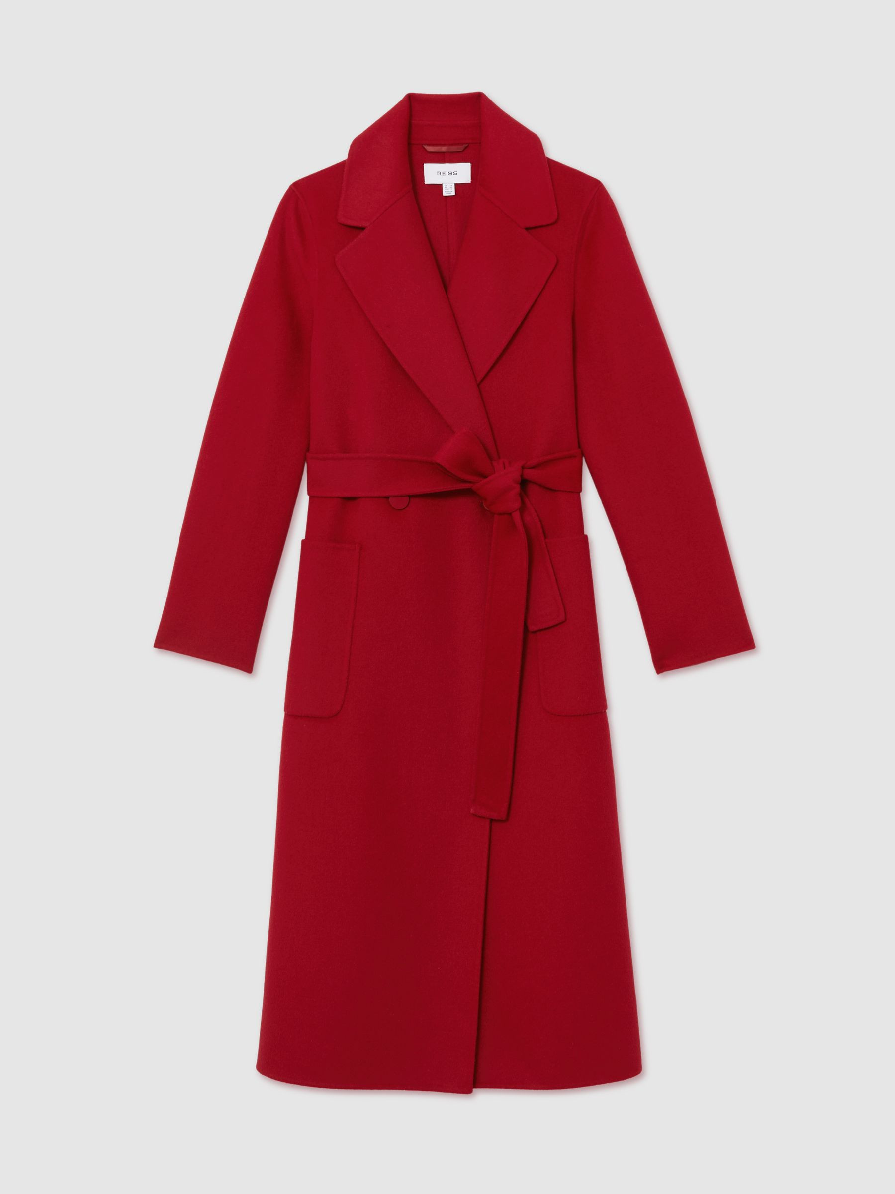 Reiss Wool-Blend Double-Breasted Blindseam Coat in Red | REISS | Reiss US