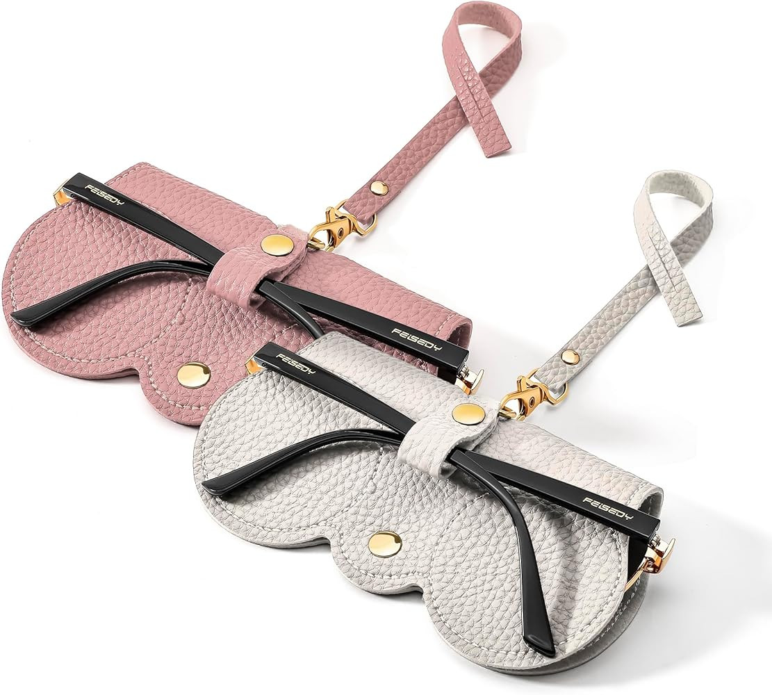 FEISEDY 2Pack Soft Leather Sunglass Bag, Holder Eyeglasses Case, Portable Glasses Pouch With Butt... | Amazon (US)