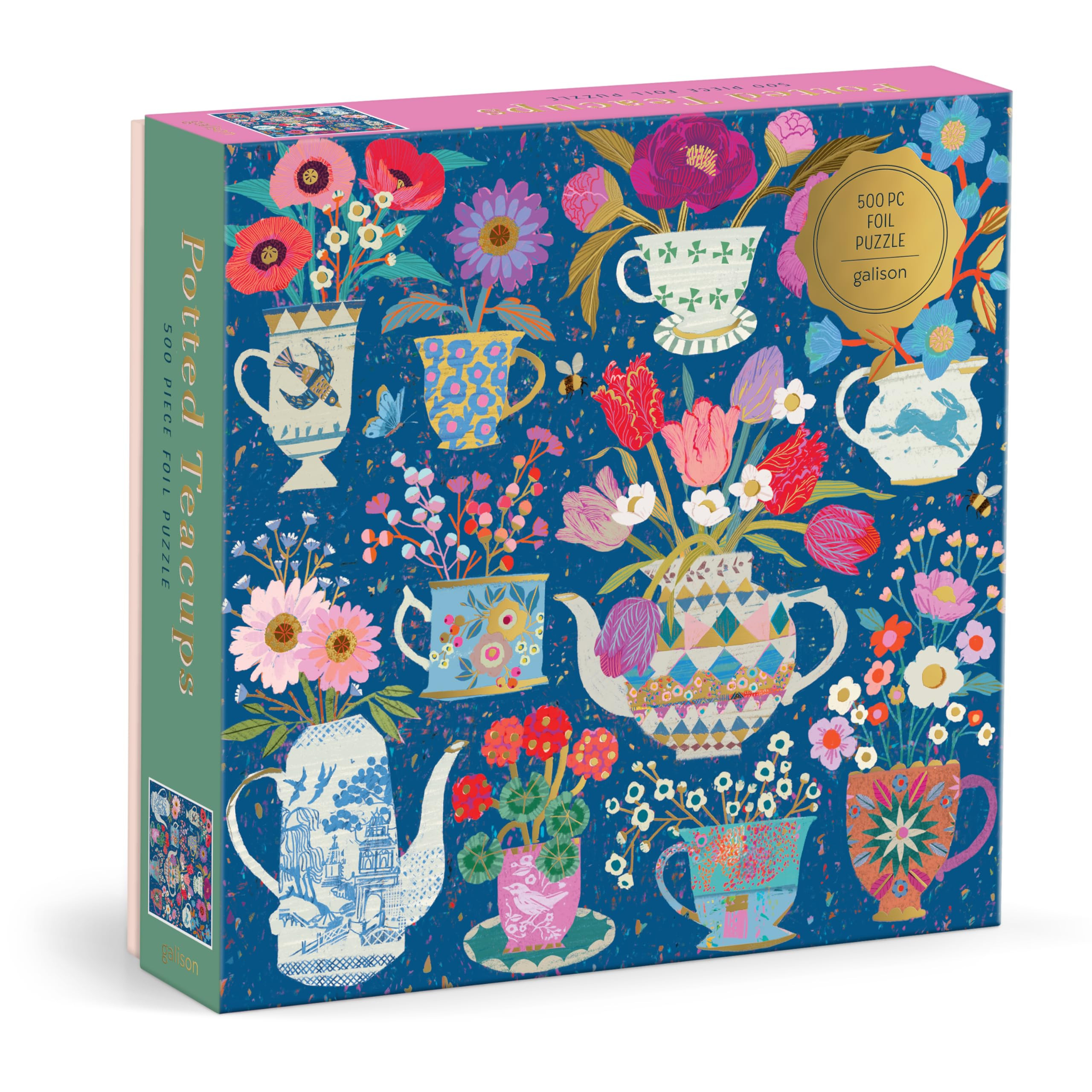 Galison Potted Teacups – 500 Piece Foil Jigsaw Puzzle Featuring Beautiful Artwork of Potted Tea... | Amazon (US)