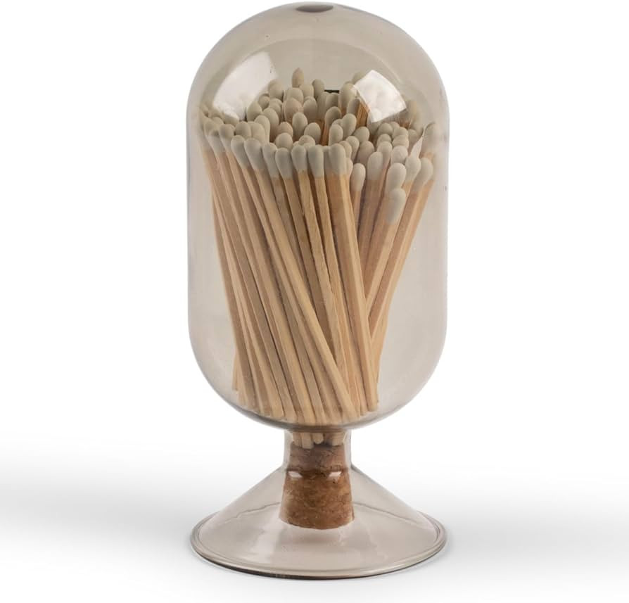 Premium Glass Match Cloche - Matches in a Jar with Striker. Long Matches for Candles, Fireplace. ... | Amazon (US)