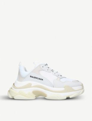 Triple S leather and mesh trainers | Selfridges