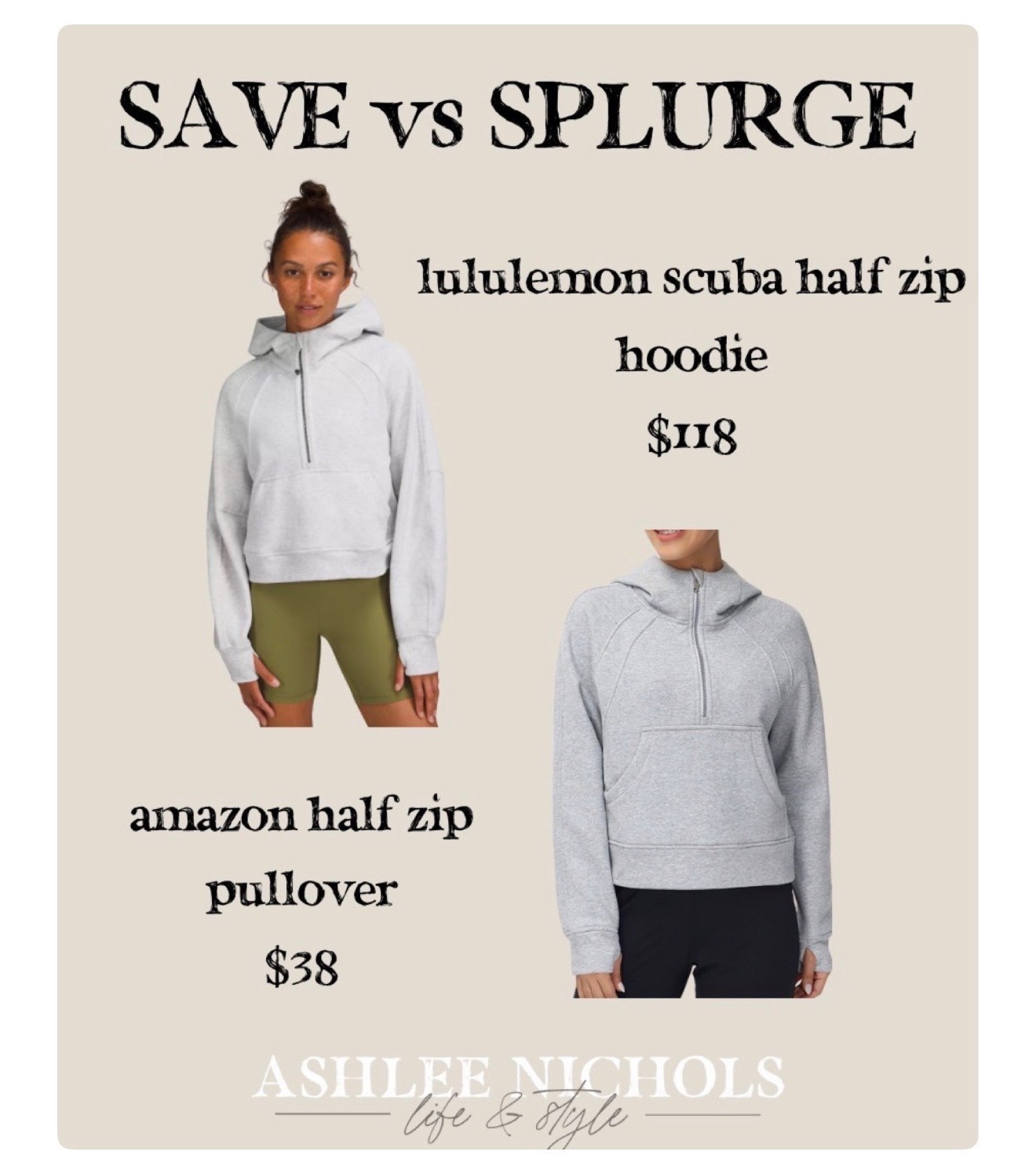 Save vs splurge lululemon scuba hoodie vs Amazon 

#LTKFindsUnder100 #LTKFindsUnder50