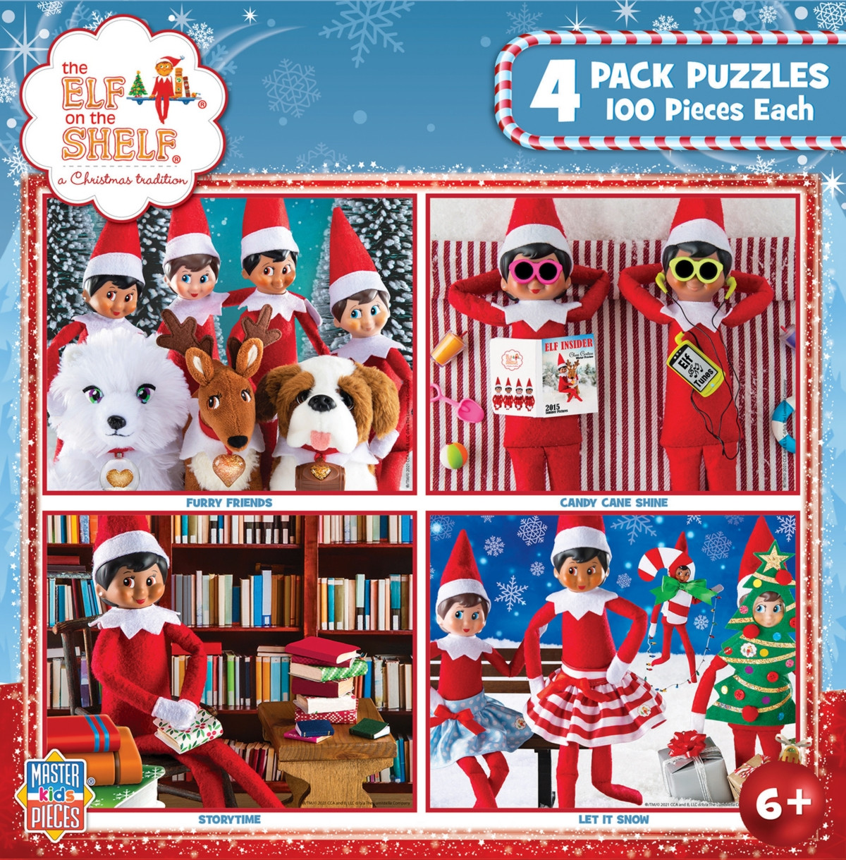 MasterPieces Puzzles Puzzle Set - 4-Pack 100 Piece Jigsaw Puzzle for Kids - Elf on the Shelf 4-Pack  | Macys (US)