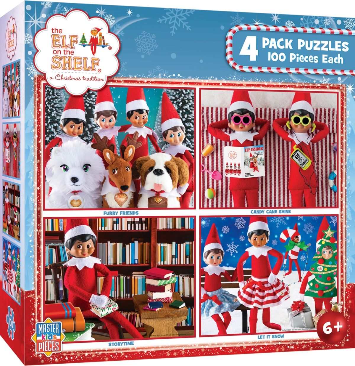 MasterPieces Puzzles Puzzle Set - 4-Pack 100 Piece Jigsaw Puzzle for Kids - Elf on the Shelf 4-Pack  | Macys (US)