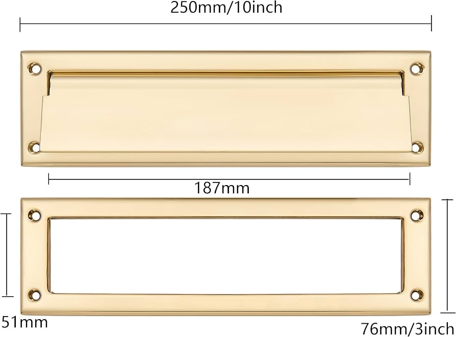 khtumeware Polished Brass 10 inch 1-Pack Solid Brass Mail Slot with Solid Brass Internal Frame is... | Amazon (US)