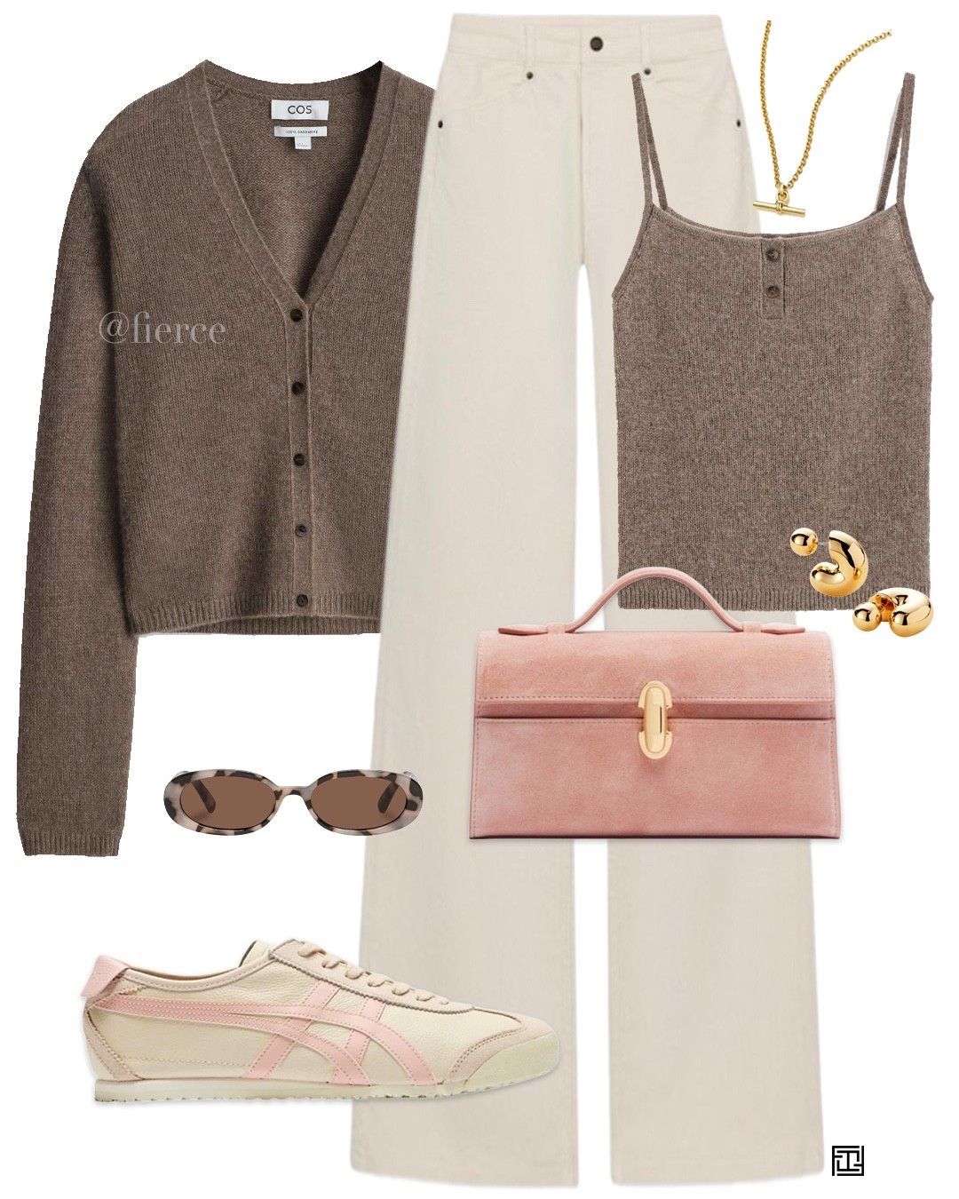 Taupe beige knitted cardigan set cream jeans pink suede bag Onitsuka tigers Mexico 66 sneakers weekend casual outfit 

#LTKspring #LTKeurope #LTKuk