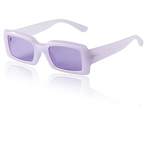 Mriendao Purple Sunglasses for Women Men Fashion Rectangle Sun Glasses Shades Stylish Purple Glasses 90s Accessories | Amazon (US)