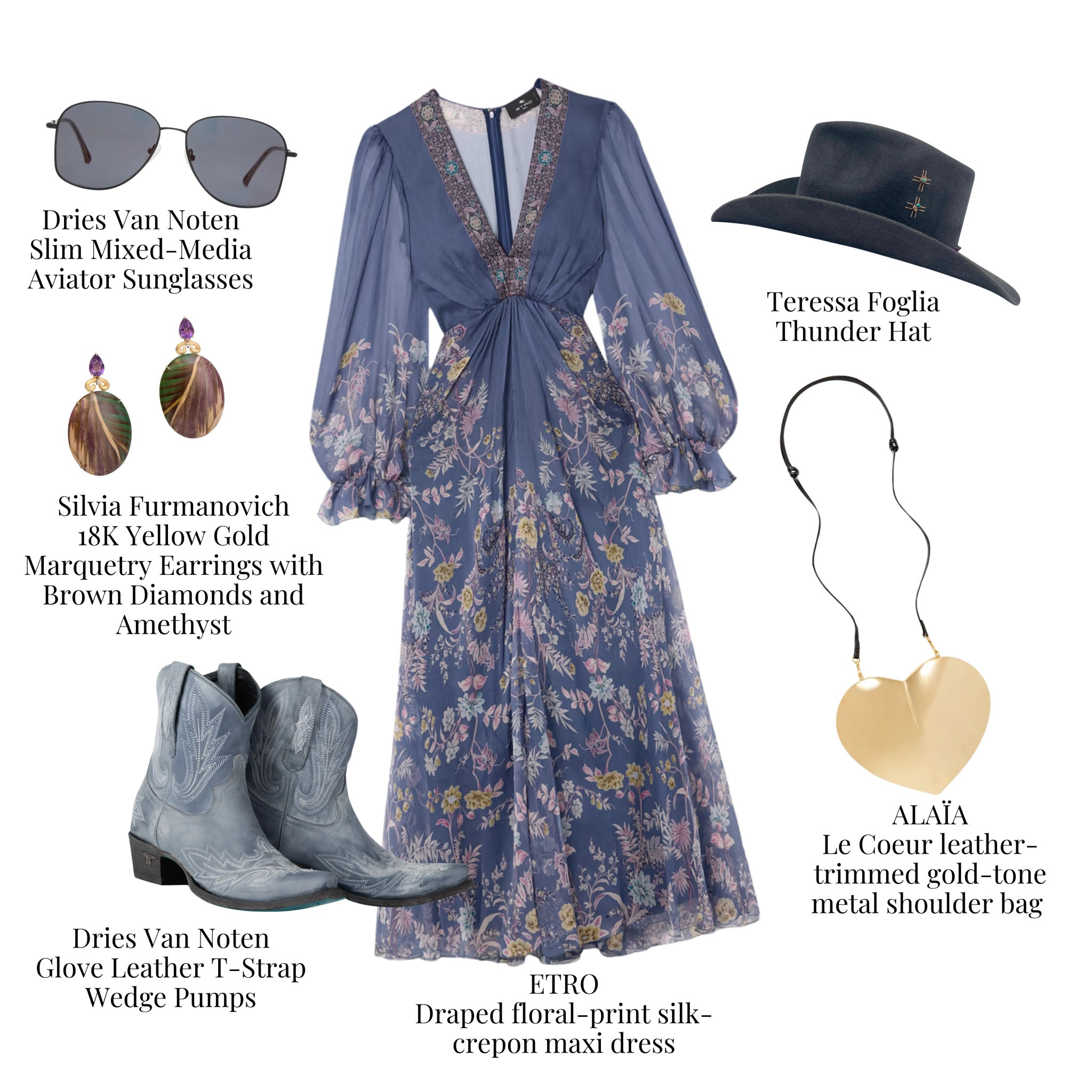 Whimsical florals, flowing silk, and statement accessories.  A boho-chic look with timeless elegance and modern flair. 
#BohoChic #ETRO #FloralFantasy #SilkElegance #Alaia #DriesVanNoten #BohemianLuxury #ChicAndEffortless #StyleWithSoul #ModernBoho



#LTKStyleTip #LTKItBag #LTKShoeCrush