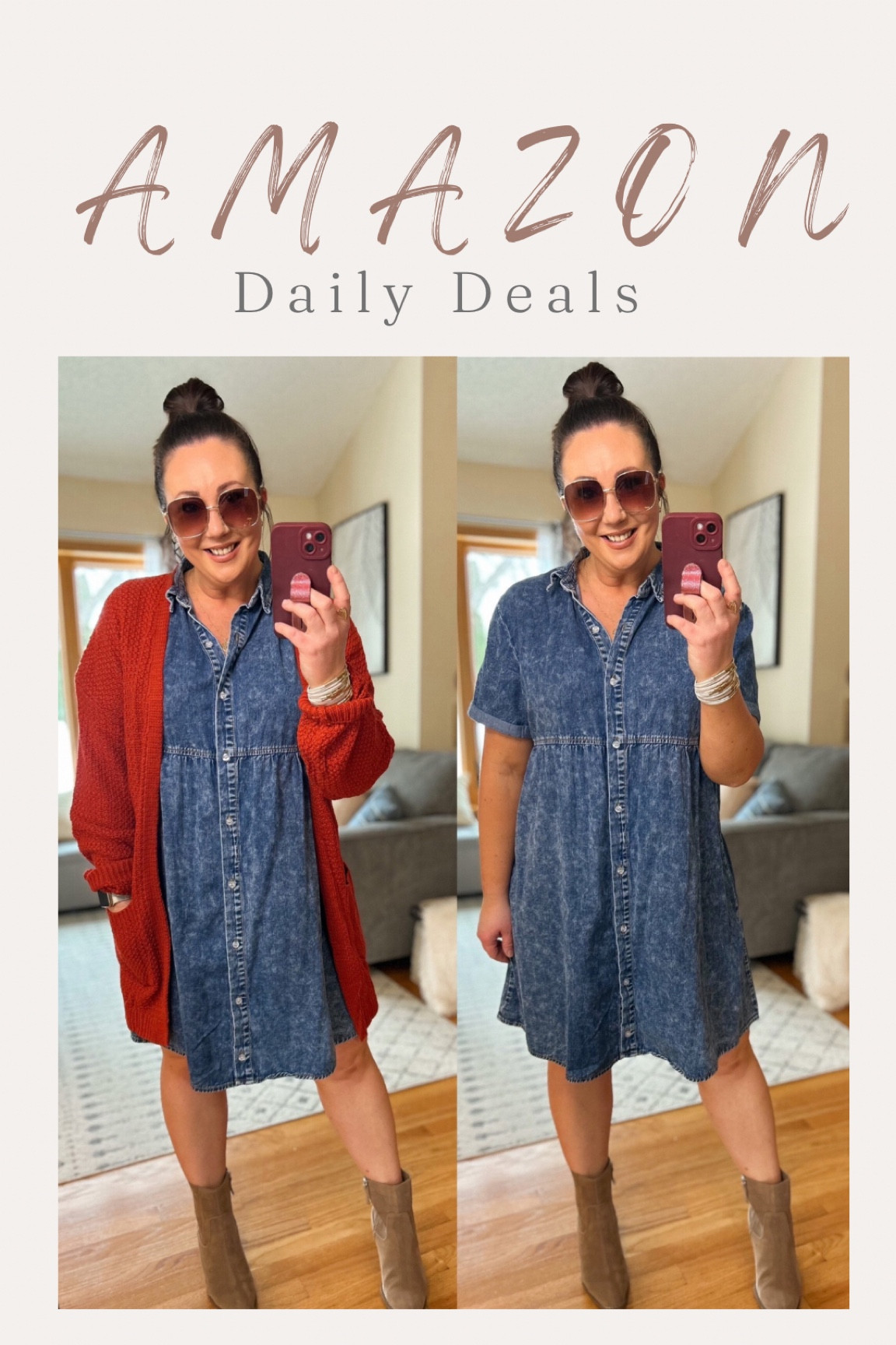 The best denim dress on sale today!  Size xl in mine. Wearing the color “reef blue”. Several washes available. Large cardigan  

#LTKmidsize #LTKunder50 #LTKsalealert