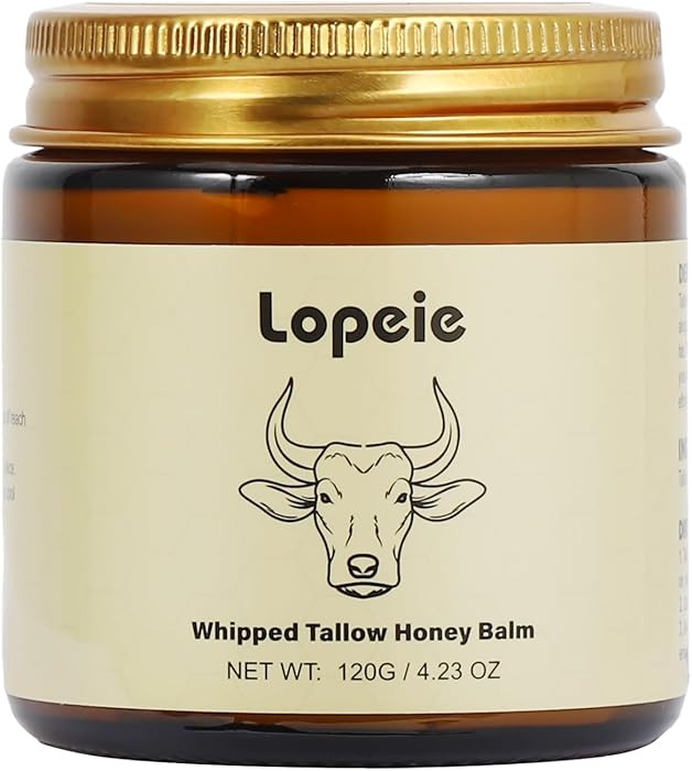 Beef Tallow for Skin - Organic Grass Fed Whipped Moisturizer with Honey Balm, Natural Hydrating C... | Amazon (US)