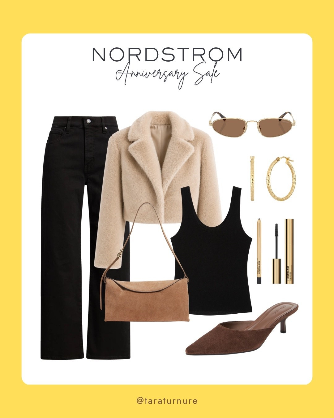 Elevated neutrals are always in style. 🤎 The Nordstrom Anniversary Sale is the perfect chance to grab timeless pieces like a faux fur jacket, black denim, a sleek tank, and luxe accessories you'll wear season after season.

Nordstrom Anniversary Sale, Nordstrom NSale, neutral outfit, faux fur jacket, cropped jacket, black jeans, black tank top, brown suede bag, pointed toe mules, gold hoop earrings, designer sunglasses, everyday outfit, elevated basics, capsule wardrobe

#LTKSaleAlert #LTKootd #LTKSeasonal