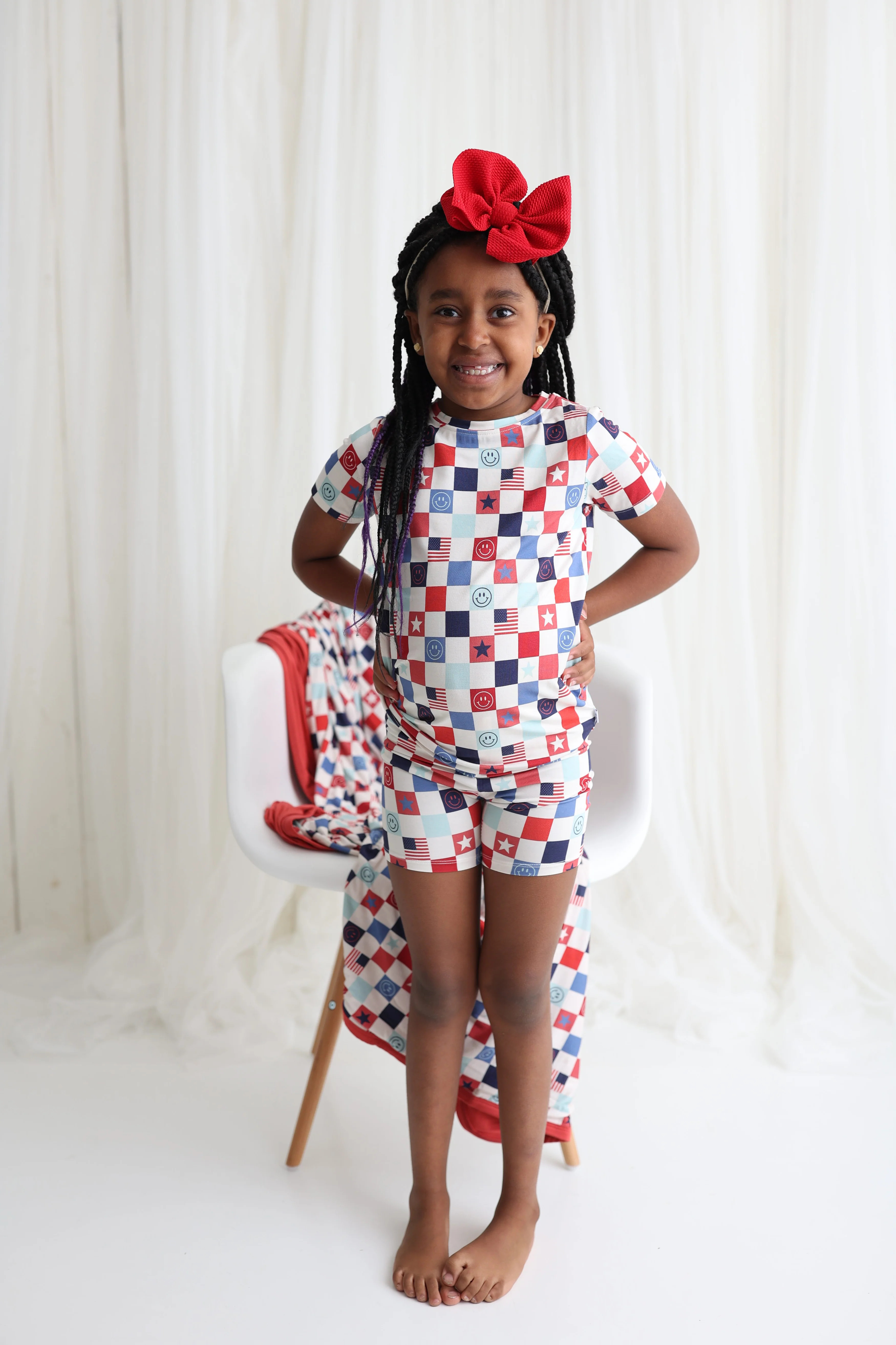 HOME OF THE FREE CHECKERS DREAM SHORT SET | Dream Big Little Co.