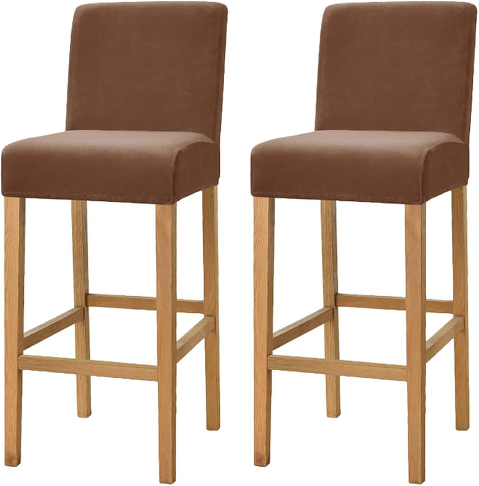 2 Pack Stretch High Barstool Slipcovers with Back Bar Stool Jacquard Square Dining Chair Counter ... | Amazon (US)