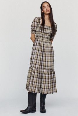 Peregrine Puff-Sleeve Midi Dress | Anthropologie (US)