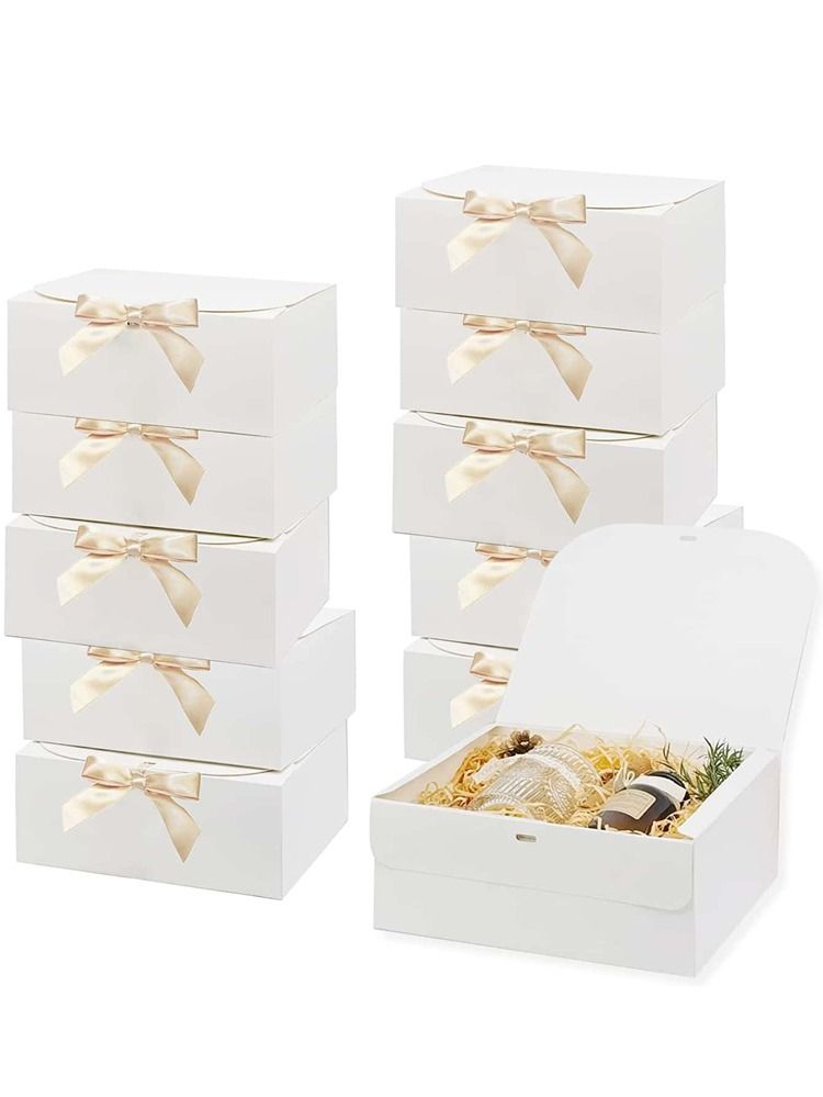 5pcs/set Paper Gift Wrapping Box, Multifunction White Gift Box With Ribbon For Party | SHEIN