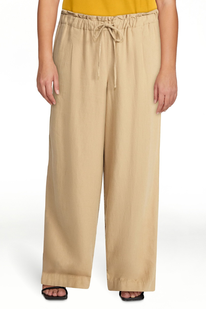 Time and Tru Women's Wide Leg Linen Blend Pants, Sizes XS-XXXL | Walmart (US)