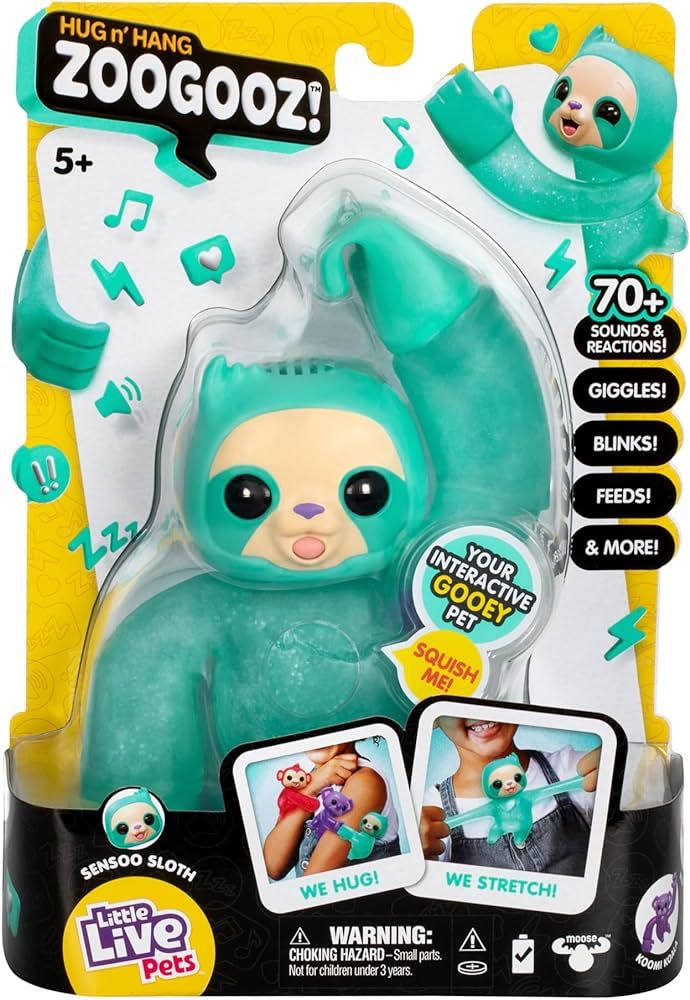Little Live Pets Hug n' Hang Zoogooz - Sensoo Sloth. Interactive Electronic Squishy Stretchy Toy Pet with 70+ Sounds & Reactions. Stretch, Squish & Link Their Hands for Kids, Ages 5+ | Amazon (US)