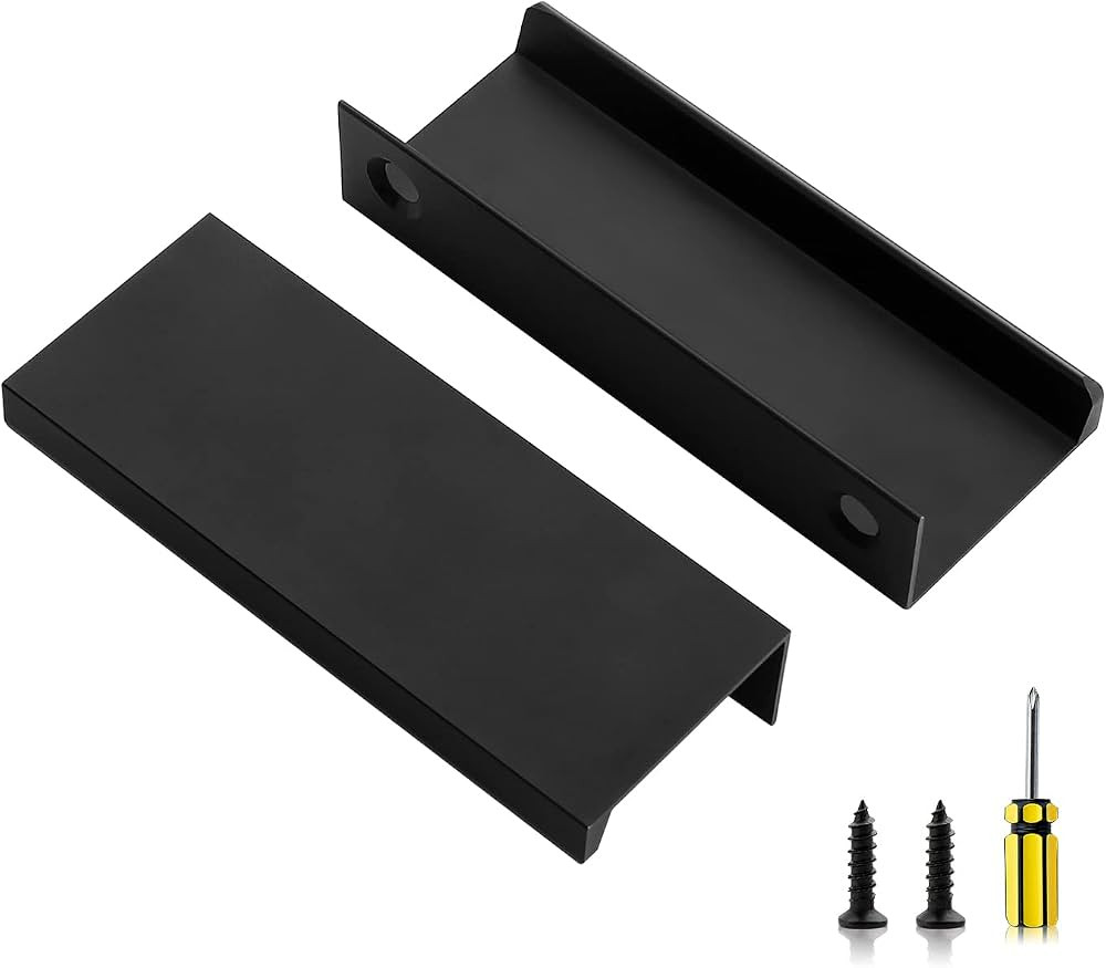Ravinte 6pcs Aluminium Cabinet Finger Pulls, 3.15in Black Matte Handle, Easy Install Concealed Pu... | Amazon (US)