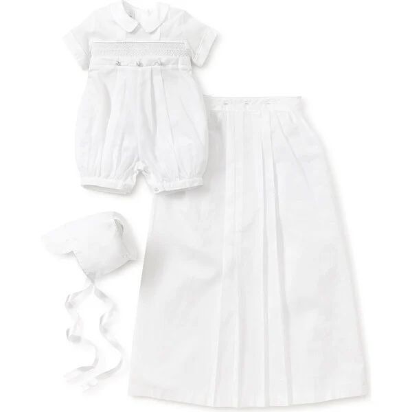 Phillip S/S Convertible Christening Gown & Hat Set, White | Maisonette