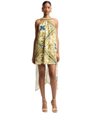Avec Les Filles Women's Halter Scarf Print Swing Mini Dress - Monaco Harbor | Macy's